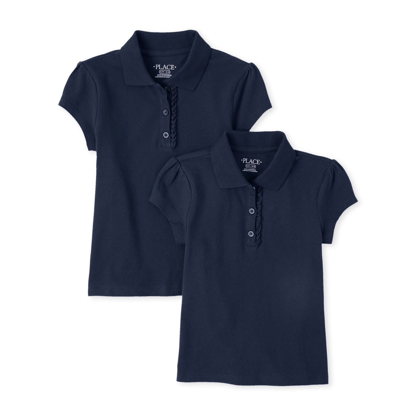 The Children's Place Girls Uniform Short Sleeve Ruffle Polo, 2-Pack, Sizes XS-XXL