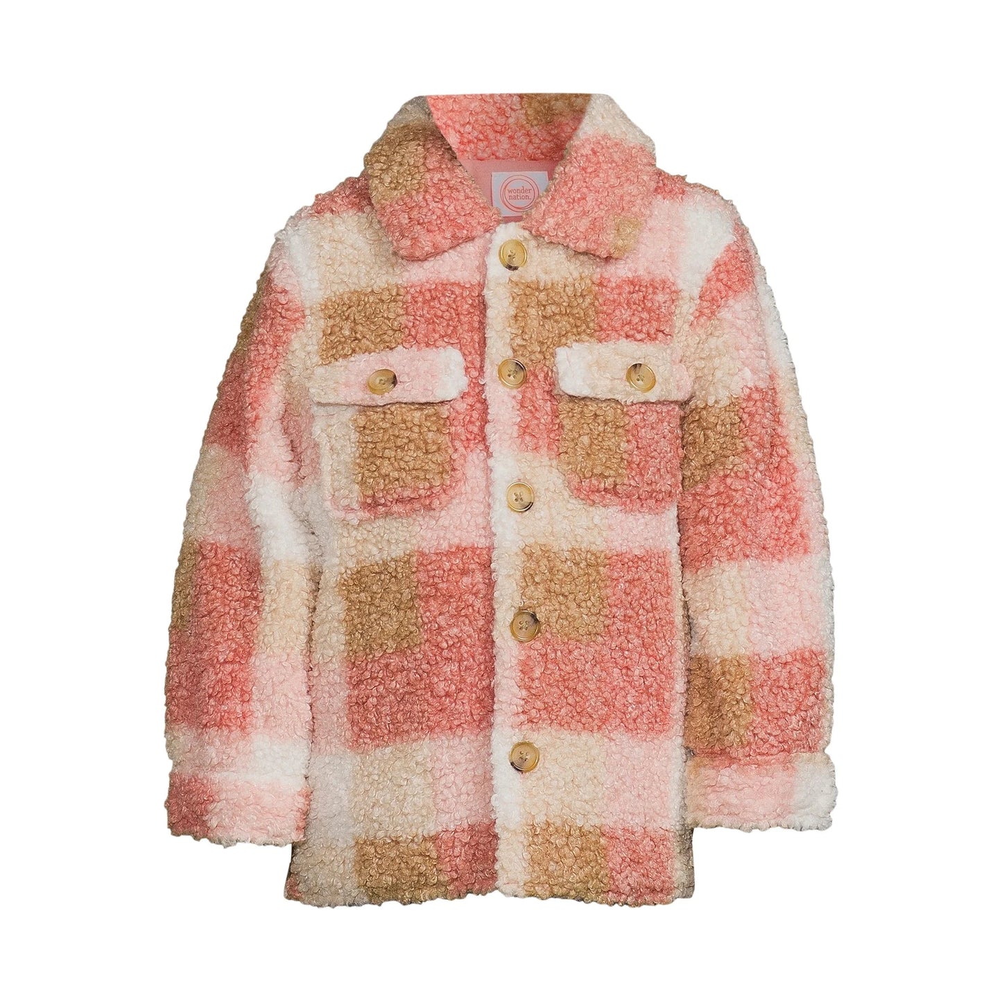 Wonder Nation Toddler Faux Sherpa Shacket, Sizes 12M-5T