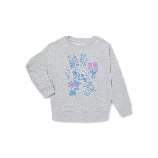 Wonder Nation Tween Girls Graphic Crewneck Sweatshirt, Sizes 4-18