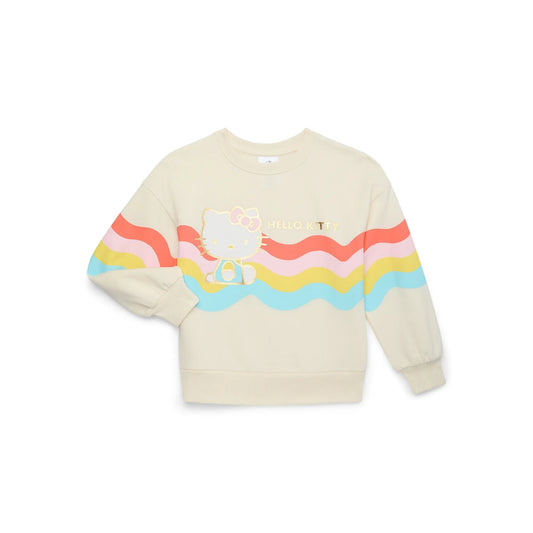Hello Kitty Girls’ Graphic Fleece Sweatshirt with Long Sleeves, Sizes 4-16
