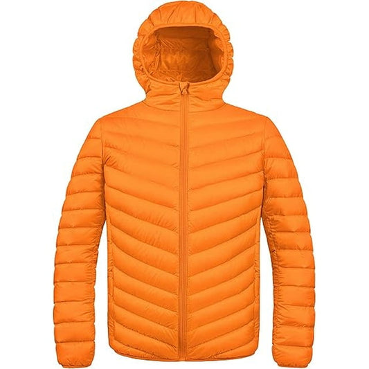 Men's Hooded Lightweight Packable Down Jacket Outdoor Travel Windproof Coat