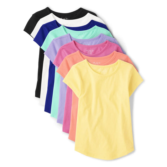 The Children's Place Girls Short Sleeve Shirt Tail T-Shirt, 8-Pack, Sizes XS-XXL