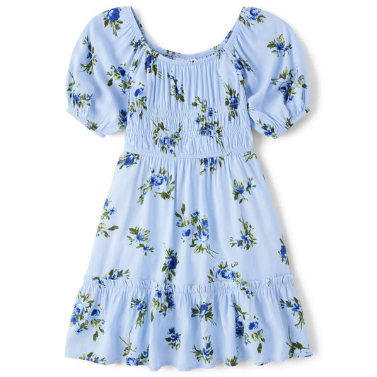 The Children's Place Girls Three Quarter Sleeve Floral Ruffle Dress, Sizes XS-XXL