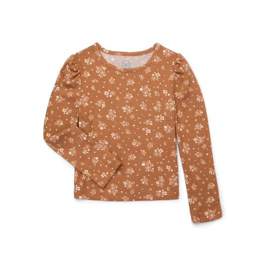 Wonder Nation Girls Long Sleeve Puff Top, Sizes 4-18 & Plus