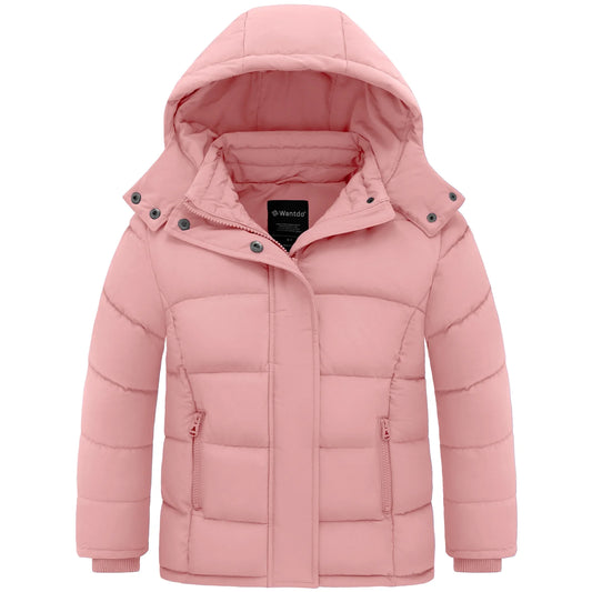 Wantdo Girls' Winter Jacket Insulated Winter Coat Padded Puffer Jacket Pink 10/12
